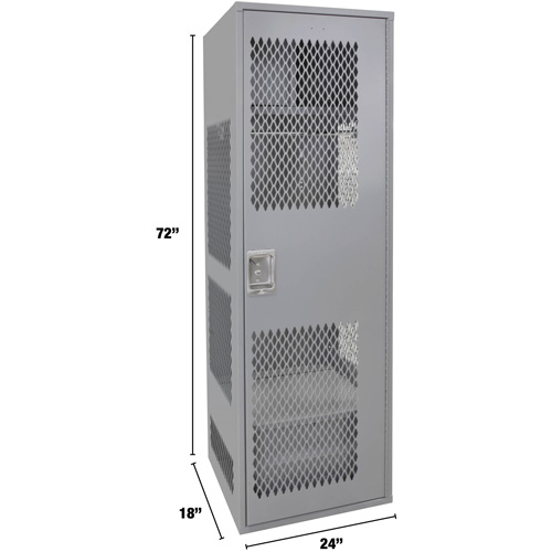Gear Locker with Door, Steel, 24" W x 18" D x 72" H, Grey Distribution Jean Lapalme