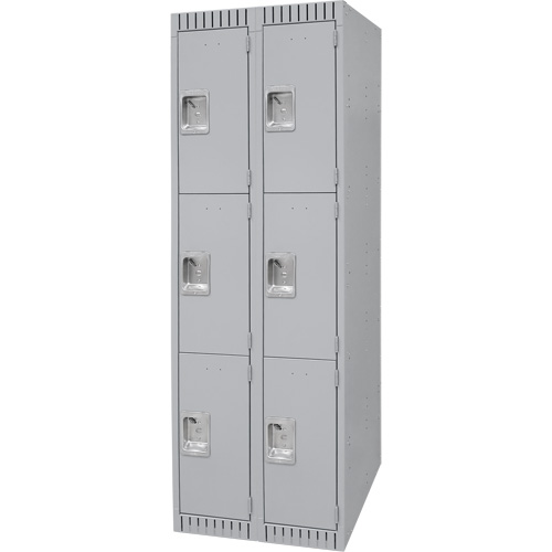 Casiers, 3 niveaux, Bloc de 2, 24" x 18" x 72", Acier, Gris, D&eacute;mont&eacute; Distribution Jean Lapalme