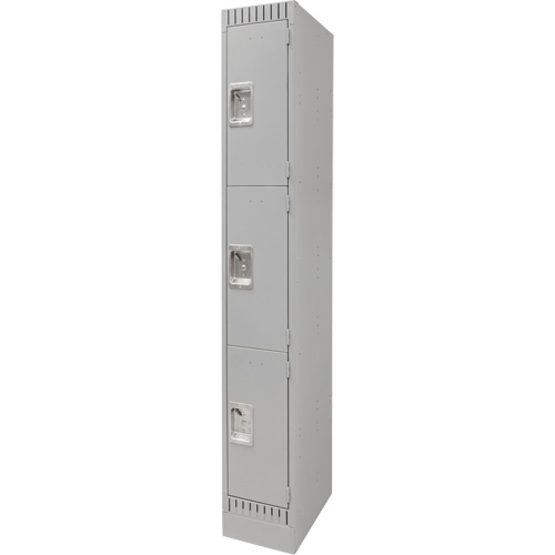 Lockers, 3 -tier, 12" x 18" x 76", Steel, Grey, Knocked Down Distribution Jean Lapalme