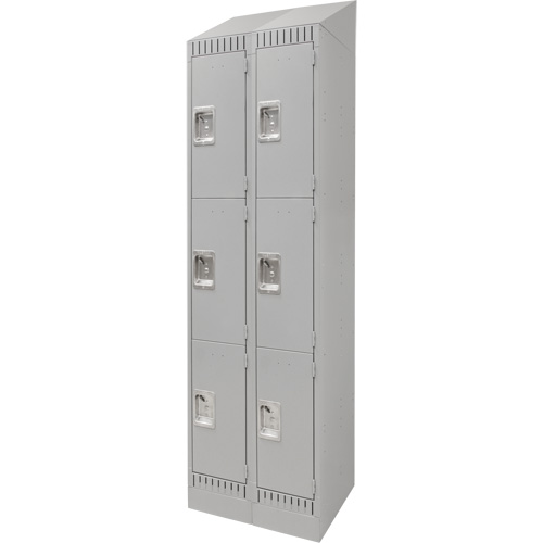 Casiers, 3 niveaux, Bloc de 2, 24" x 18" x 86", Acier, Gris, D&eacute;mont&eacute; Distribution Jean Lapalme