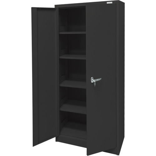 Storage Cabinet, Steel, 4 Shelves, 66" H x 30" W x 15" D, Black Distribution Jean Lapalme