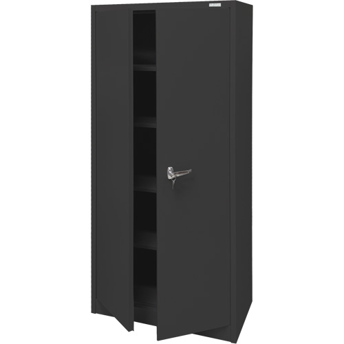 Storage Cabinet, Steel, 4 Shelves, 66" H x 30" W x 15" D, Black Distribution Jean Lapalme