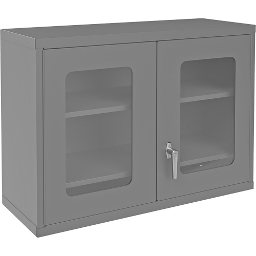 Armoire de rangement murale avec portes transparentes, 26-15/16" h x 35-7/8" la x 13-11/16" p, 2 tablettes, Acier, Gris Distribution Jean Lapalme