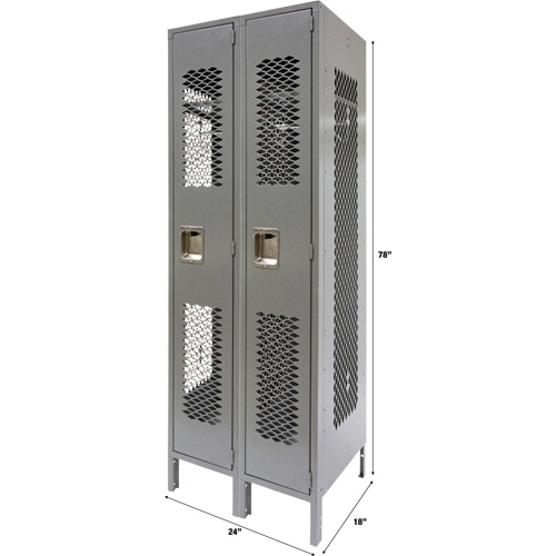 Casiers ventil&eacute;s, Bloc de 2, 24" x 18" x 78", Acier, Gris, D&eacute;mont&eacute;, Perfor&eacute; Distribution Jean Lapalme