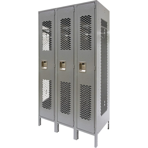 Casiers ventil&eacute;s, Bloc de 3, 36" x 18" x 78", Acier, Gris, D&eacute;mont&eacute;, Perfor&eacute; Distribution Jean Lapalme