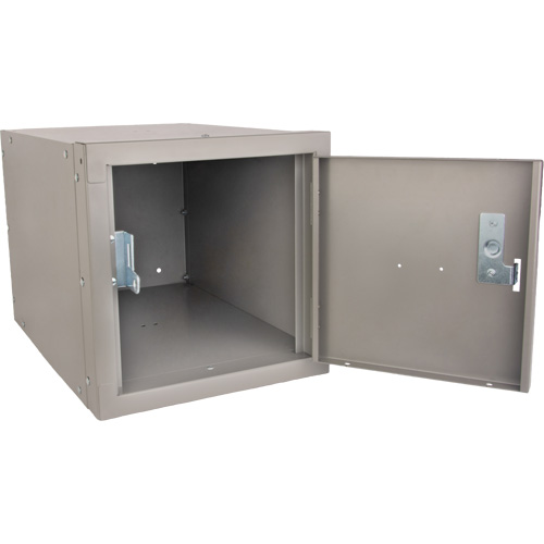 Casier cubique empilable, 12" x 18" x 12", Acier, Gris, D&eacute;mont&eacute; Distribution Jean Lapalme