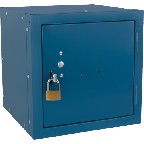 Casier cubique empilable, 12" x 12" x 12", Acier, Bleu, D&eacute;mont&eacute; Distribution Jean Lapalme
