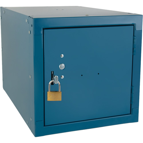 Casier cubique empilable, 12" x 18" x 12", Acier, Bleu, D&eacute;mont&eacute; Distribution Jean Lapalme
