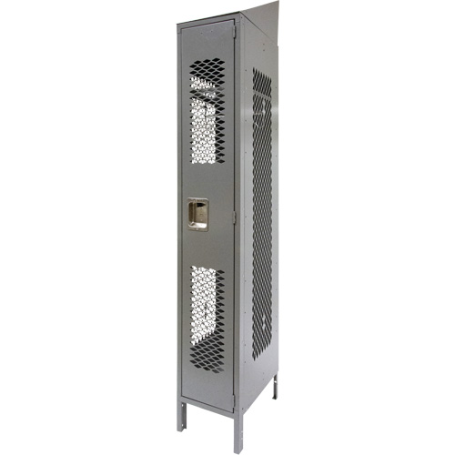 Vented Lockers, 12" x 18" x 88", Steel, Grey, Knocked Down, Perforated Distribution Jean Lapalme