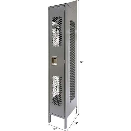 Vented Lockers, 12" x 18" x 88", Steel, Grey, Knocked Down, Perforated Distribution Jean Lapalme
