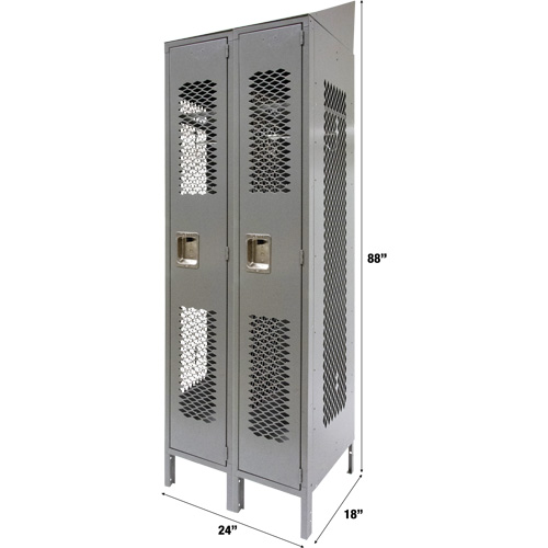 Casiers ventil&eacute;s, Bloc de 2, 24" x 18" x 88", Acier, Gris, D&eacute;mont&eacute;, Perfor&eacute; Distribution Jean Lapalme