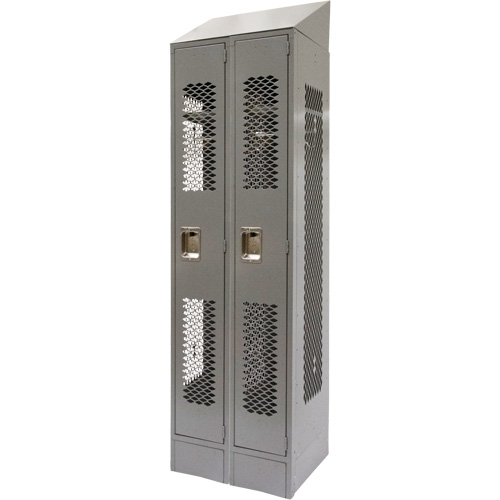Vented Lockers, Bank of 2, 24" x 18" x 88", Steel, Grey, Knocked Down, Perforated Distribution Jean Lapalme