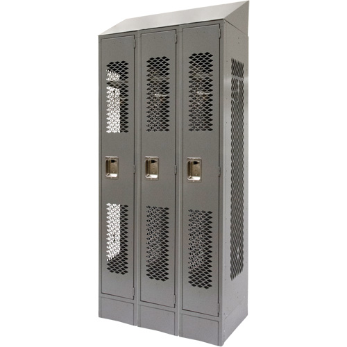 Casiers ventil&eacute;s, Bloc de 3, 36" x 18" x 88", Acier, Gris, D&eacute;mont&eacute;, Perfor&eacute; Distribution Jean Lapalme