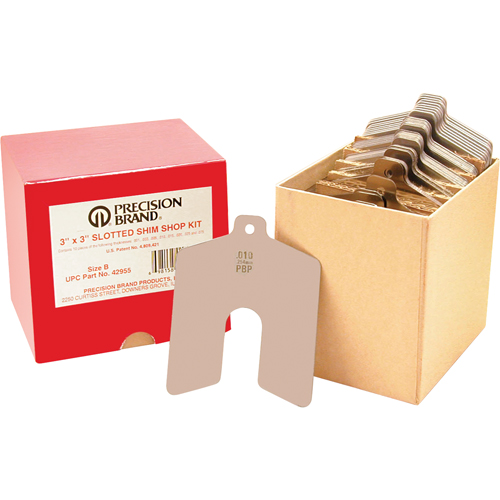 Slotted Shim Assortments, 3" L x 0.001"- 0.075" Thickness, 3" W, Stainless Steel Distribution Jean Lapalme