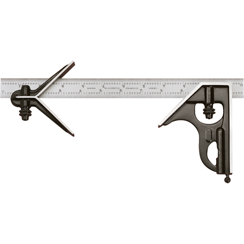 Combination Squares with Square Head & Centre Head - No. 33HC Series with Forged & Hardened Steel Heads, 12" L, 1/64" Graduations, Steel, Satin Distribution Jean Lapalme