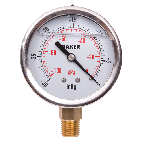 Manom&egrave;tres,  2-1/2", 30" Hg-0" Vac, Fixation inf&eacute;rieure, Analogique rempli de liquide Distribution Jean Lapalme