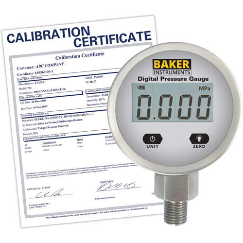 B5000 Series Pressure Gauge with ISO Certificate, 2-1/2" , 0 - 1000 psi, Bottom Mount, Digital Distribution Jean Lapalme