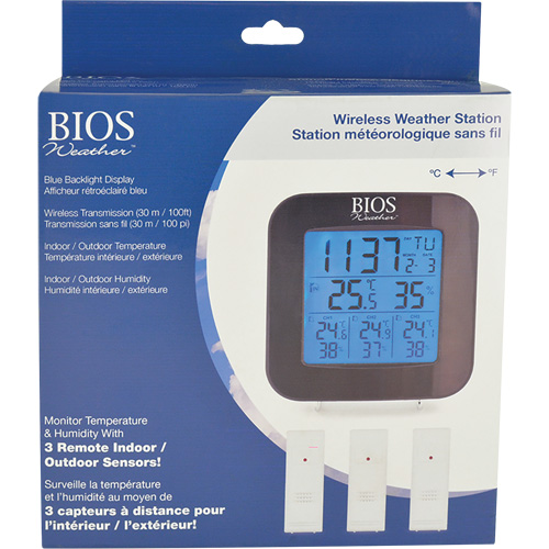 Wireless Weather Station with 3 Sensors, Non-Contact, Digital, 40-158°F (-40-70°C) Distribution Jean Lapalme