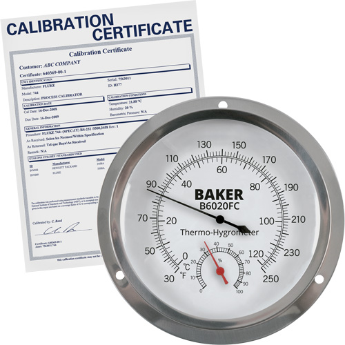 Dial Thermo-Hygrometer with ISO Certificate, 0% - 100% RH, 30 - 250°F (0 - 120°C) Distribution Jean Lapalme