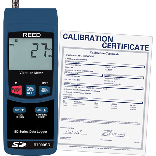 Data Logging Vibration Meter with Calibration Certificate, 10% - 85% RH, 32°- 122° F ( 0° - 50° C ) Distribution Jean Lapalme