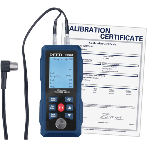 Thickness Gauge with Calibration Certificate, Digital Display, Ultrasound, 0.04" - 11.8" (1 mm - 300 mm) Range Distribution Jean Lapalme