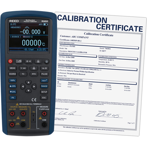 &eacute;talonneur de processus multifonctions avec certification de calibration, Sans enregistrement des donn&eacute;es, Portatif, 5 proc&eacute;d&eacute;s Distribution Jean Lapalme