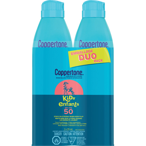 &eacute;cran solaire r&eacute;sistant &agrave; l'eau Kids, FPS 50, A&eacute;rosol Distribution Jean Lapalme