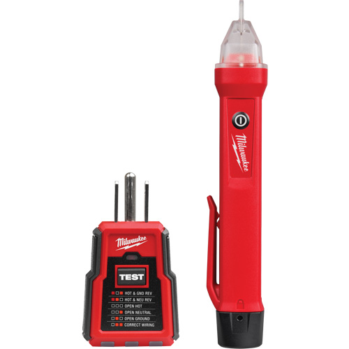 Voltage Detector & GFCI Receptacle Tester Kit, 50 V - 1000 V, Display & Sound Alert Distribution Jean Lapalme