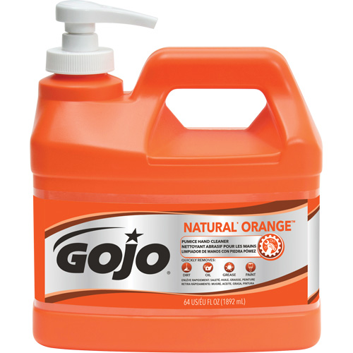 Natural Orange Hand Cleaner, Pumice, 1.89 L, Pump Bottle, Citrus/Orange Distribution Jean Lapalme