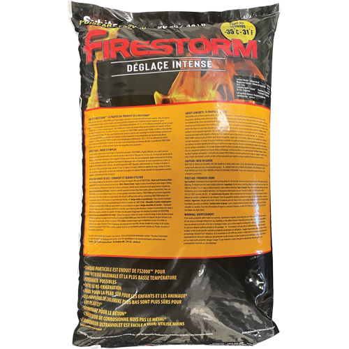 Produits de d&eacute;glaçage intense Firestorm, Sac, 44 lb (20 kg), Point de fonte -35°C (-31°F) Distribution Jean Lapalme