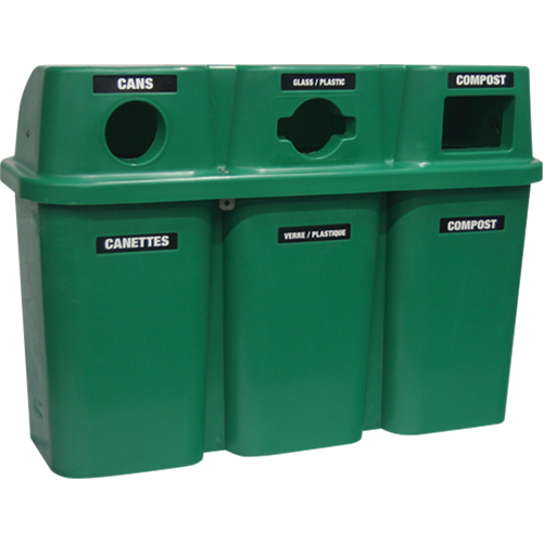 Contenants de recyclage Bullseye, Bord de rue, Plastique, 3 x 22 gal. US Distribution Jean Lapalme