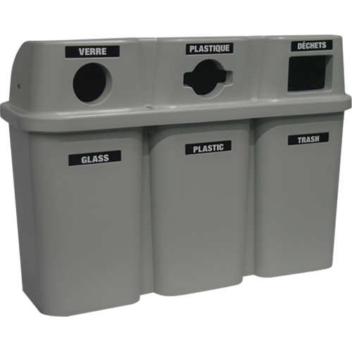 Contenants de recyclage Bullseye, Bord de rue, Plastique, 3 x 22 gal. US Distribution Jean Lapalme