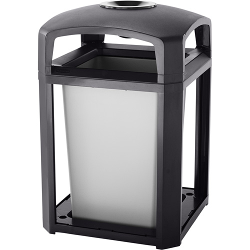 Cendrier et corbeille pour d&eacute;chets de s&eacute;rie Landmark, Plastique, Capacit&eacute; 35 gal. US, Hauteur 40" Distribution Jean Lapalme