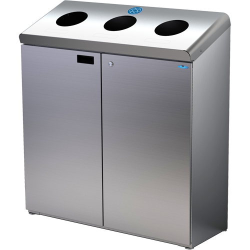 Floor Standing Recycling Station, Bulk, Stainless Steel, 42 gal. Distribution Jean Lapalme