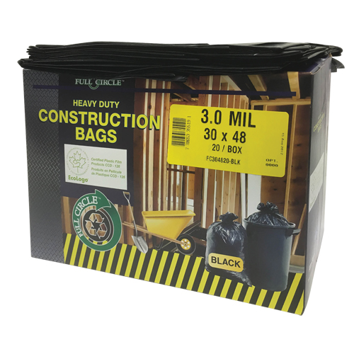 Sacs pour d&eacute;chets pour entrepreneurs, Fort, 30" la x 48" lo, 3 mils, Noir, Capacit&eacute; 113,56 L (30 gal.) Distribution Jean Lapalme