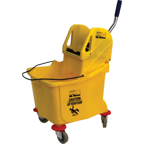 Seau et essoreuse pour vadrouille, Pression vers le bas, 9,5 gal. US (38 pintes), Jaune Distribution Jean Lapalme
