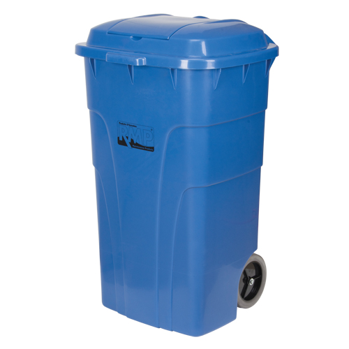 Bac de recyclage roulant, Bord de rue, Poly&eacute;thyl&egrave;ne, 65 gal. US Distribution Jean Lapalme