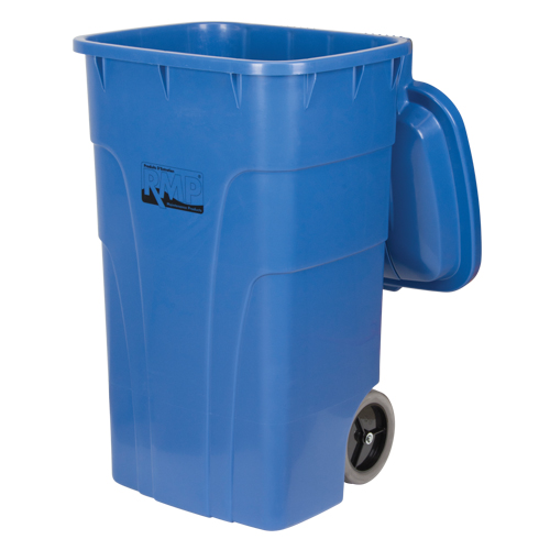 Bac de recyclage roulant, Bord de rue, Poly&eacute;thyl&egrave;ne, 65 gal. US Distribution Jean Lapalme