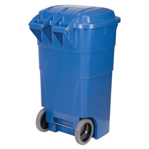 Bac de recyclage roulant, Bord de rue, Poly&eacute;thyl&egrave;ne, 65 gal. US Distribution Jean Lapalme