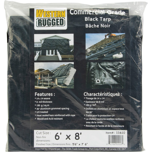 Tarp, Light Industrial Duty, Black, 6' x 8' x 8 mils Distribution Jean Lapalme