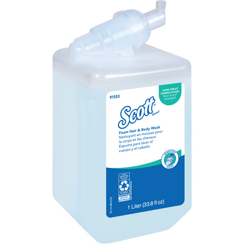 Savon moussant pour le corps et les cheveux Scott Pro, 1000 ml, Fraîcheur, Bouteille Distribution Jean Lapalme