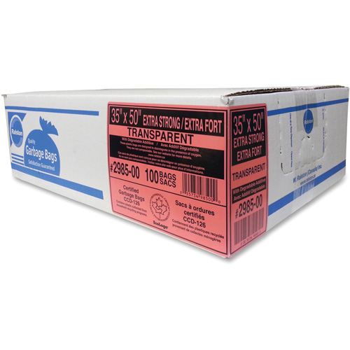 Industrial Garbage Bags, X-Strong, 35" W x 50" L, 0.95 mils, Clear Distribution Jean Lapalme