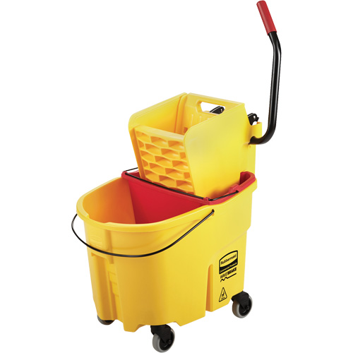 Ensemble de seau pour vadrouille et essoreuse WaveBrake, Pression lat&eacute;rale, 8,75 gal. US (35 pintes), Jaune Distribution Jean Lapalme