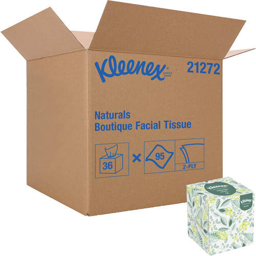 Papiers-mouchoirs Naturals Boutique* de Kleenex, 2 pli, 7,8" lo x 8,3" la, 95 feuilles/boîte Distribution Jean Lapalme