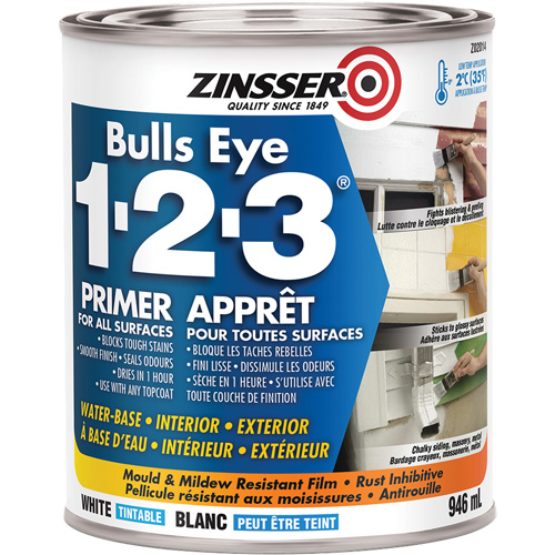 Bulls Eye 1-2-3&reg; Water-Base Primer, 946 ml, Can, White Distribution Jean Lapalme