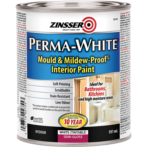 Peinture int&eacute;rieure Mold & Mildew-Proof Perma-White, 931 ml, Canette, Blanc Distribution Jean Lapalme