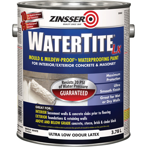 Watertite&reg; LX Mold & Mildew-Proof Waterproofing Paint, 3.78 L, Gallon, White Distribution Jean Lapalme