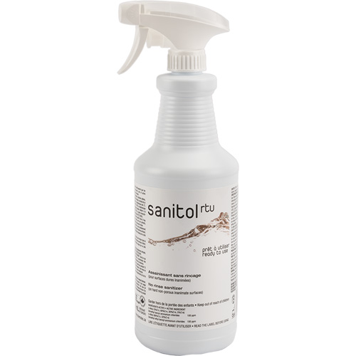 D&eacute;sinfectant et assainissant concentr&eacute; Sanitol, 950 ml, Bouteille &agrave; g&acirc;chette Distribution Jean Lapalme