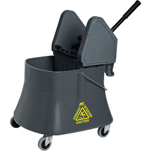 Ensemble de seau pour vadrouille et essoreuse Champ, Pression vers le bas, 10 gal. US (40 pintes), Gris Distribution Jean Lapalme