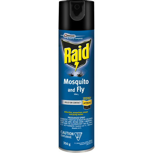 Insecticide contre les moustiques et les mouches Raid, 350 g, &agrave; base de solvant Distribution Jean Lapalme